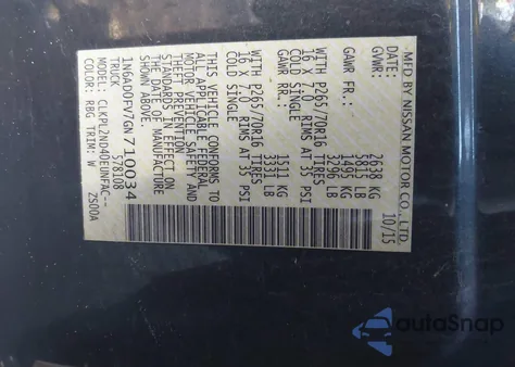 2016 Nissan Frontier Sv from USA, damaged, VIN 1N6AD0FV7GN710034